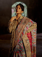 Sky Blue Chanderi Silk Saree