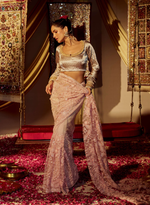 Load image into Gallery viewer, Dusty Pink Beaded Zaal Saree
