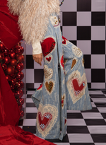 Load image into Gallery viewer, METALLIC THREAD  SHIRT PAIRED WITH BLUE FLARE SWAROVSKI HEART JEANS