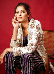 Deep Purple Short Velvet Kurta Set