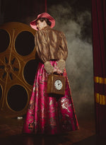 Load image into Gallery viewer, Stone Grey Blazer with Hot-Pink Jacquard Skirt