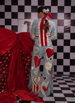 Load image into Gallery viewer, DISTRESSED DENIM DOUBLE ZIPPER JACKET WITH SWAROVSKI EMBELLISHMENTS