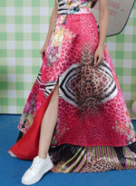 Load image into Gallery viewer, RED FRENCH ORGANZA HAND PAINTED LONG DRESS