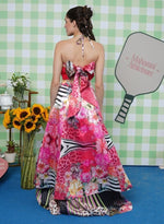 Load image into Gallery viewer, RED FRENCH ORGANZA HAND PAINTED LONG DRESS