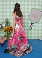 Load image into Gallery viewer, RED FRENCH ORGANZA HAND PAINTED LONG DRESS