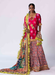 Hot Pink Banarasi Silk Sharara Set