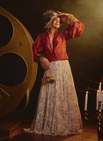 Load image into Gallery viewer, Antique Motif Blazer &amp; Chantilly Lace Lehenga Set – Skirt