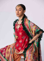 Red Banarasi Silk Sharara Set