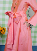 Load image into Gallery viewer, PEACH TAFFETA LONG SHIRT DRESS
