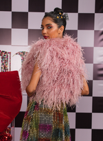 Load image into Gallery viewer, SALMON PINK OSTRICH FEATHER OPEN MINK JACKET