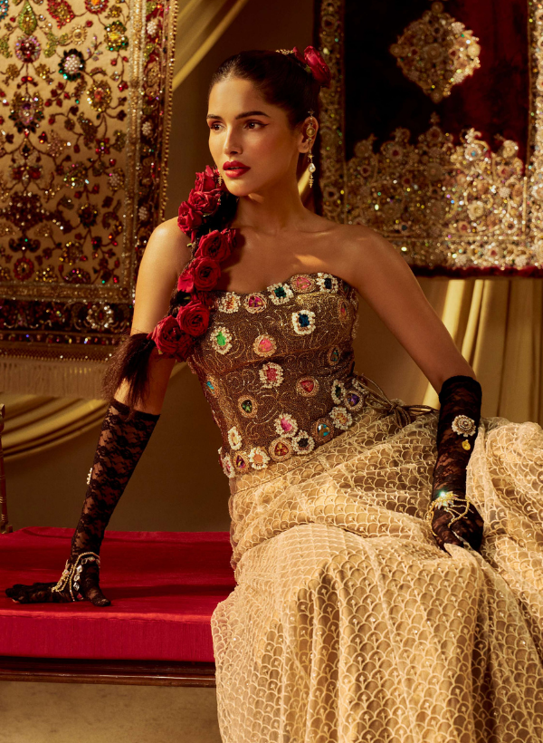 Embellished Corset & Beaded Lehenga Set