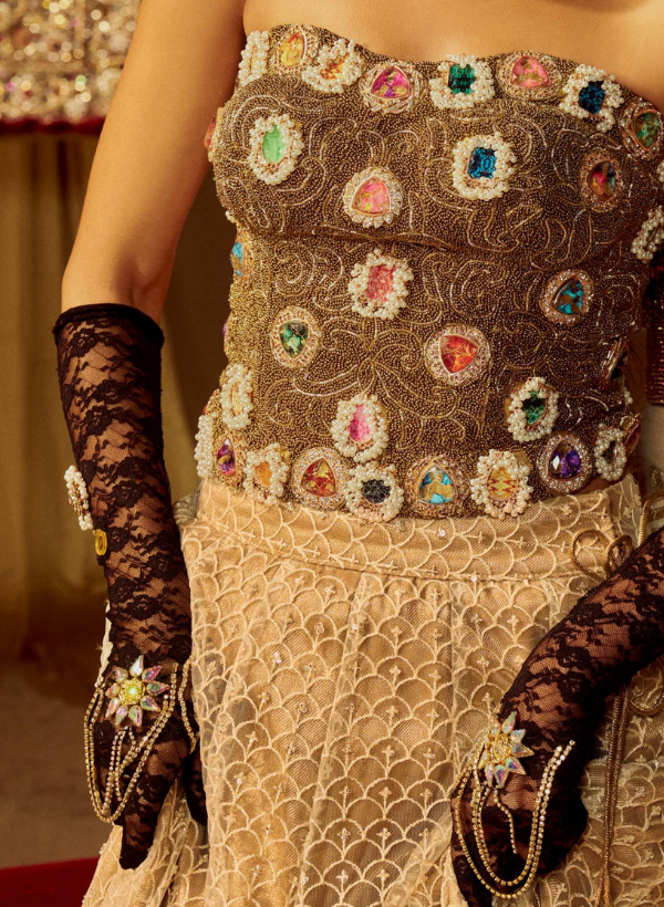 Embellished Corset & Beaded Lehenga Set