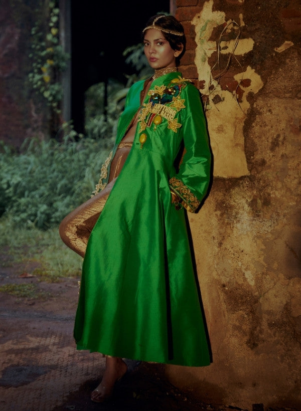 Emerald Green Jacket Anarkali Set