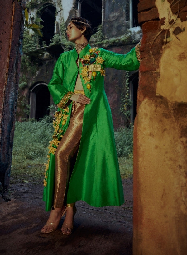 Emerald Green Jacket Anarkali Set