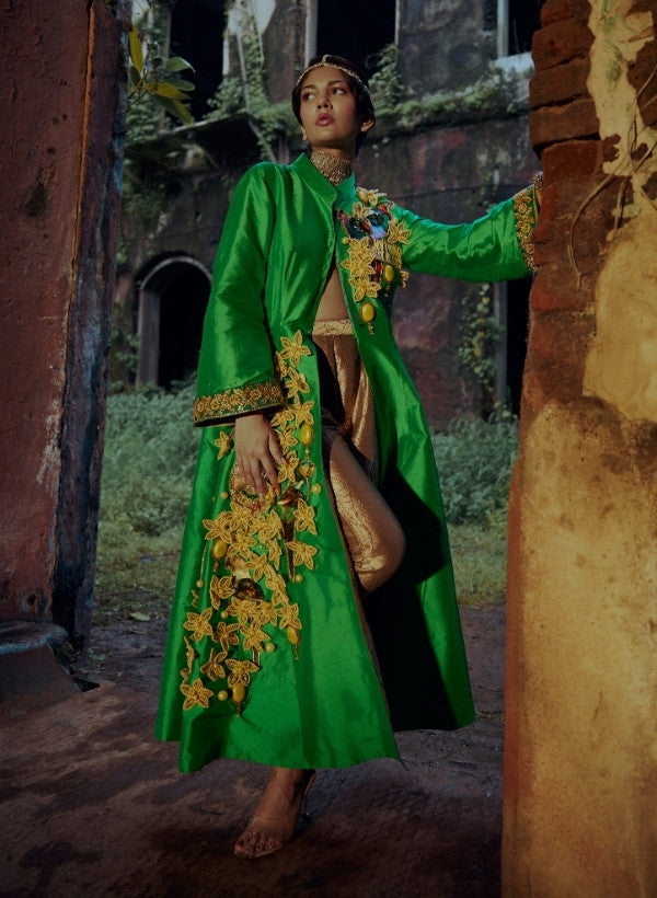 Emerald Green Jacket Anarkali Set