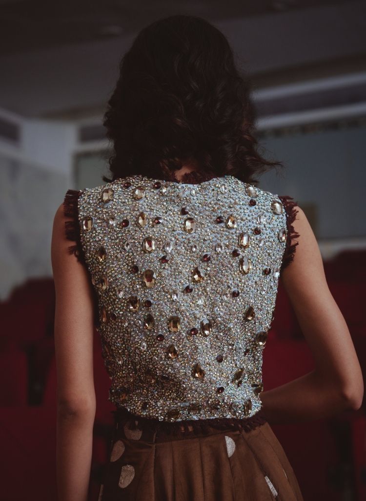 Crystal Bolero & Polka Dot Lehenga Set – Bolero