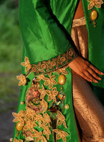 Load image into Gallery viewer, Emerald Green Jacket Anarkali Set
