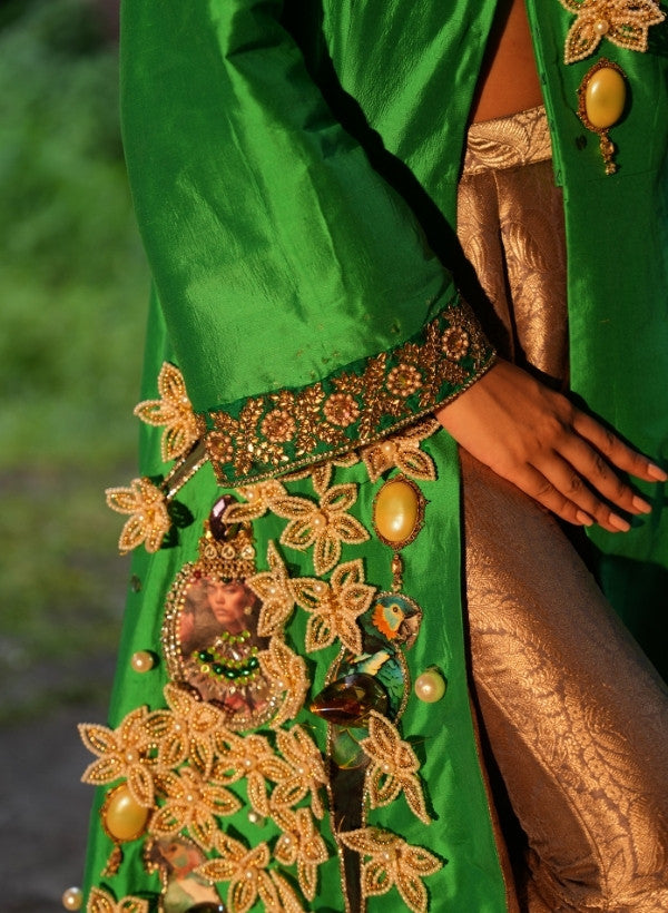 Emerald Green Jacket Anarkali Set