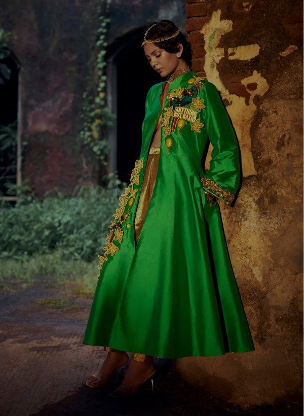 Emerald Green Jacket Anarkali Set