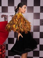 Load image into Gallery viewer, DUSTY YELLOW FEATHER CAPE