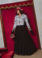 Load image into Gallery viewer, Newspaper Print Jacket &amp; Black Taffeta Dress – Jacket