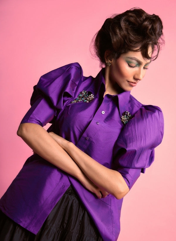 Aubergine Taffeta Shirt