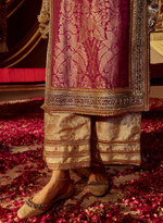 Load image into Gallery viewer, Pink Banarasi Kurta Set With Mirror &amp; Gota Work
