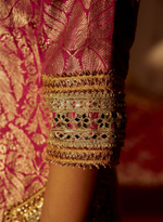 Load image into Gallery viewer, Pink Banarasi Kurta Set With Mirror &amp; Gota Work
