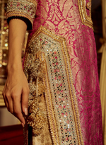 Load image into Gallery viewer, Pink Banarasi Kurta Set With Mirror &amp; Gota Work
