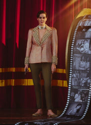 Rose Gold Embellished Brocade Blazer Set – Pants