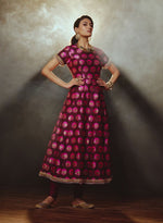 Load image into Gallery viewer, Purple Silk Swarovski Anarkali