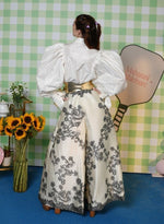 Load image into Gallery viewer, WHITE SAFETY PIN SHIRT PAIRED WITH SATIN LACE FLARED PANTS