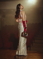 Load image into Gallery viewer, Sequined Silver Sari &amp; Tassel Embellished Blouse – Sari