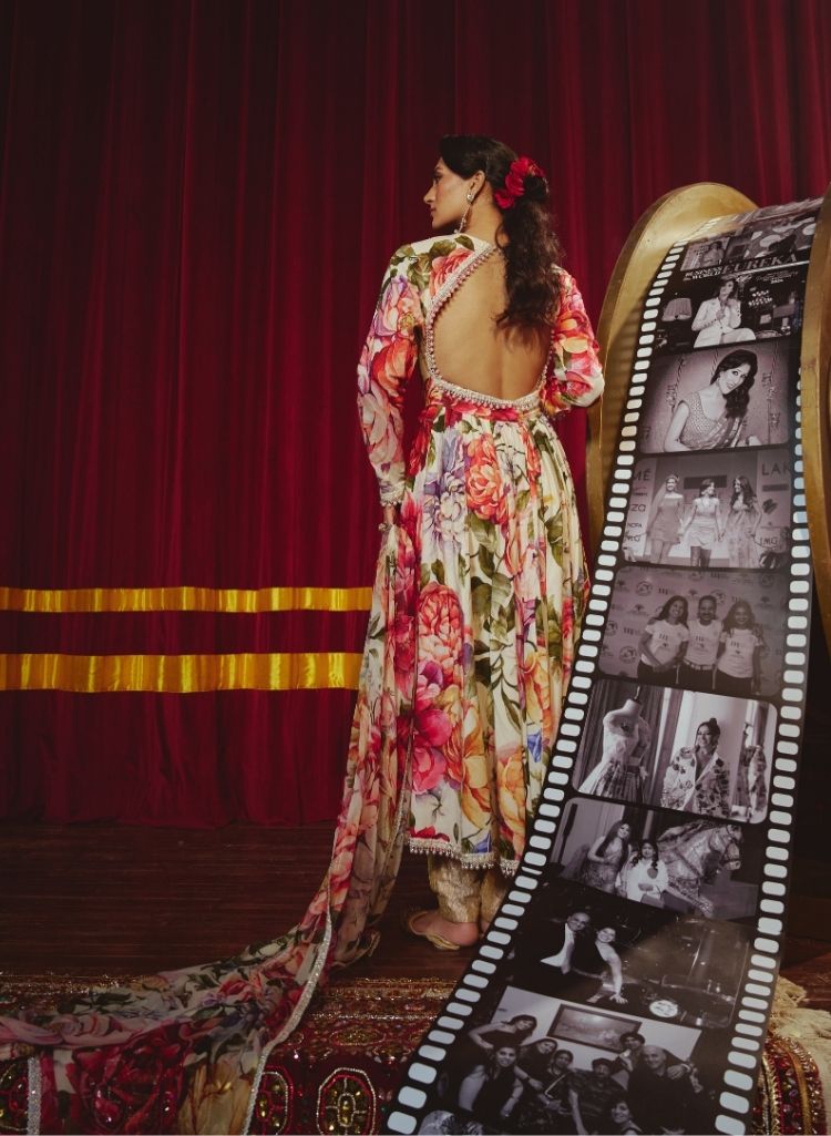 Floral Anarkali with Swarovski Embellishments