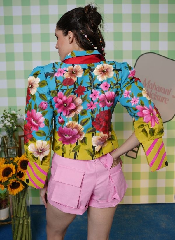 HANDPAINTED MAHARANI JACKET WITH SHORTS