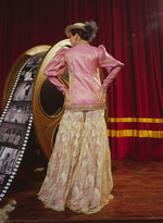 Load image into Gallery viewer, Rose-Pink Zari Kurta &amp; Chantilly Lace Sharara Set