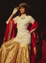 Lace Kurta with Brocade Sharara Set