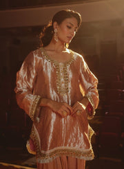 Salmon Pink Brocade Farshi Salwar Set