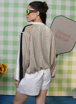 Load image into Gallery viewer, METALLIC GOLD ZIPPER TRACKSHIRT
