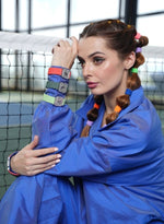 Load image into Gallery viewer, BLUE ZIPPER TRACK SUIT WITH SWAROVSKI WATCHES