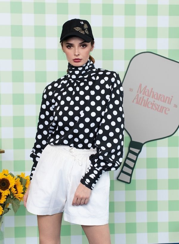 RETRO POLKA DOT BLACK BOW SHIRT