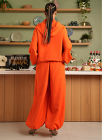Load image into Gallery viewer, FLORAL APPLIQUÉD ORANGE ZIPPER TRACKSUIT