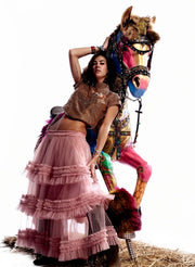 Salmon Pink Ruffle Skirt