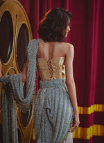 Load image into Gallery viewer, Brocade Corset with Dusty-Green Sequinned Sari
