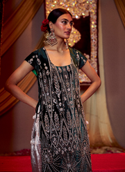 Emerald Green Embellished Velvet Kurta Set