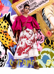 White & Red Sequin Skirt