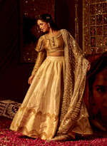Load image into Gallery viewer, Silver &amp; Gold Banarasi Lehenga Set
