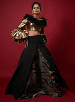 Load image into Gallery viewer, Copper &amp; Black Metallic Lehenga Set
