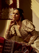 Load image into Gallery viewer, Silver &amp; Gold Banarasi Lehenga Set
