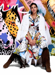 Blue Multi-Colored Butterfly Shirt Dress